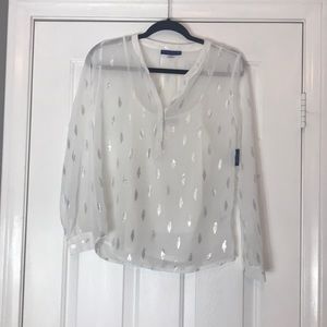 NWT long Sleeve White Blouse With Undershirt